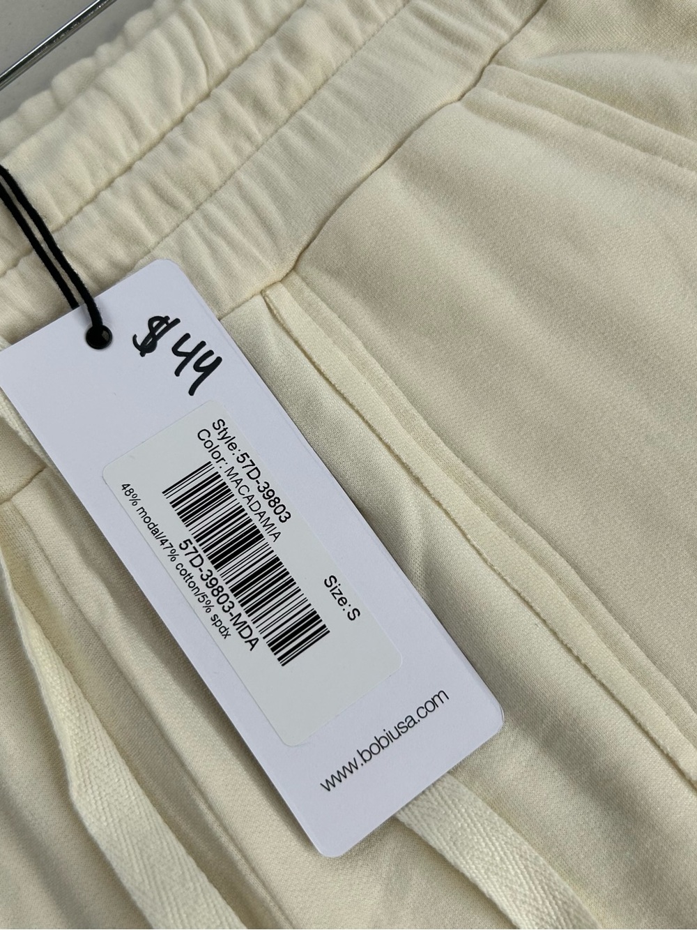 Bobi Los Angeles Small Lounge Pants Wide Leg Sweat Pants Macadamia Cream New - Picture 4 of 7
